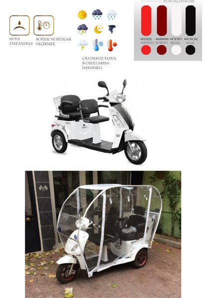 Yuki Marka Çift Kişilik 3 Tekerli Motor Brandası - Beyaz