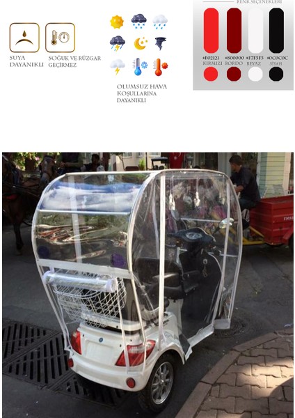 Yuki Marka Çift Kişilik 3 Tekerli Motor Brandası - Beyaz modelleri