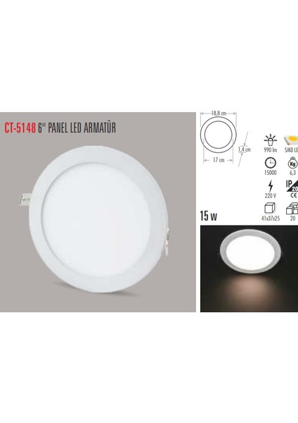 CT-5148 15W Panel LED Armatür (Beyaz)Cata fiyatları