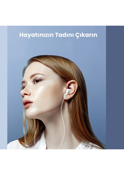 AUT123 3.5mm Kulak İçi Kablolu Kulaklık JS001 - Ergonomik Tasarım - Mikrofonlu - Beyaz indirimleri