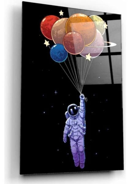 Teknoo- Balon Gezegenler Cam Tablo