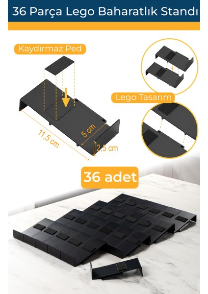 36 Parça Baharatlık LEGO Standı Çok Amaçlı DÜZENLEYICI-MHYDKSYH36-ORGANIZER