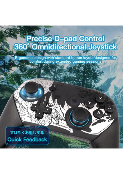 Pc Uyumlu Controller Switch Pro Uyumlu Kablosuz Oyun Kolu Kumanda Kablolu ve Kablosuz Joystick Gamepad HAC013 Siyah