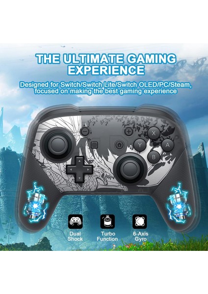 Pc Uyumlu Controller Switch Pro Uyumlu Kablosuz Oyun Kolu Kumanda Kablolu ve Kablosuz Joystick Gamepad HAC013 Siyah