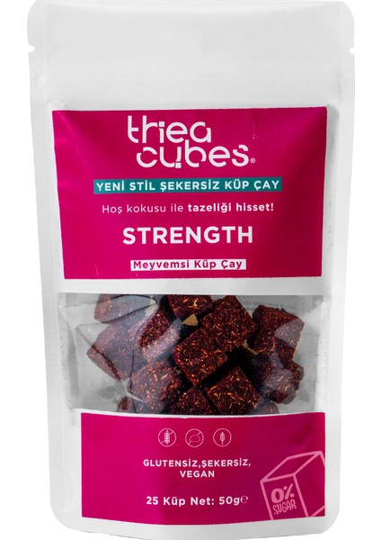 Strength Şekersiz Küp Çay 25 Küp 50 gr Meyvemsi Bitki Çayı Vegan