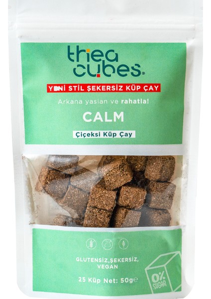 Calm Şekersiz Küp Çay 25 Küp 50 gr Çiçeksi Bitki Çayı Vegan Glutensiz Calm