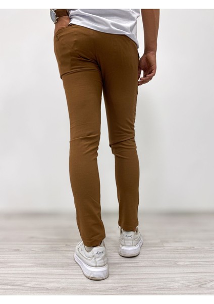 Erkek Slim Fit Kahverengi Pantolon