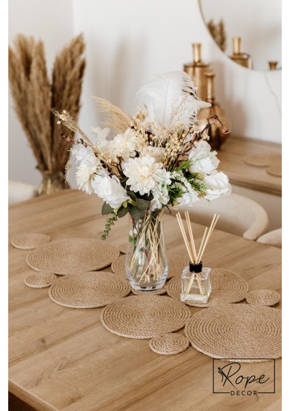 Rope Decor Hasır Jüt Salon Mutfak Masa Örtüsü Runner 100 x 40 cm