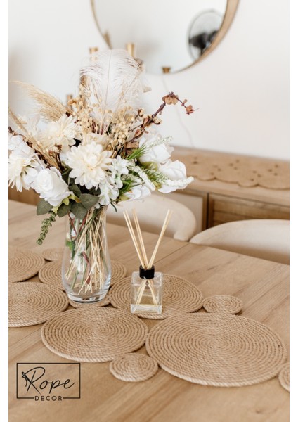 Rope Decor Hasır Jüt Salon Mutfak Masa Örtüsü Runner 100 x 40 cm