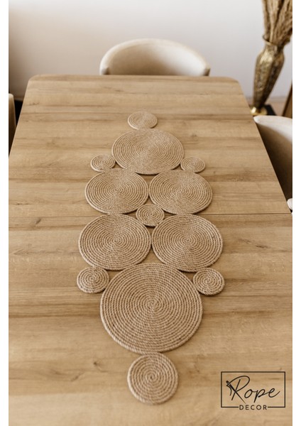 Rope Decor Hasır Jüt Salon Mutfak Masa Örtüsü Runner 100 x 40 cm