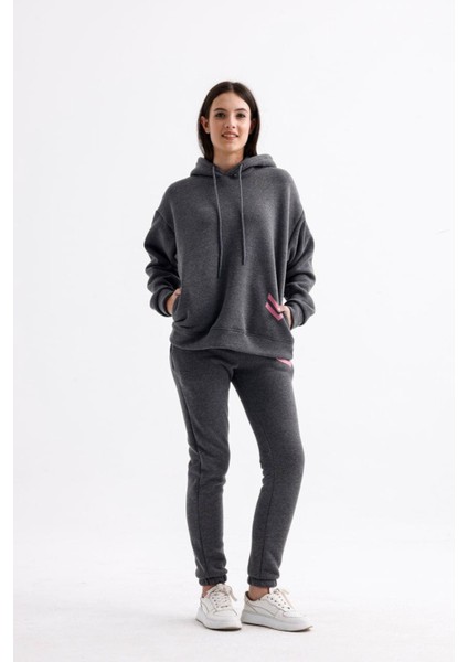 Üçiplik Şardonlu Kadın Eşofman Takım