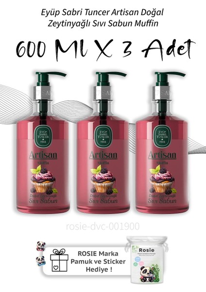 Artisan Doğal Zeytinyağlı Sıvı Sabun Muffin 600 ml X3