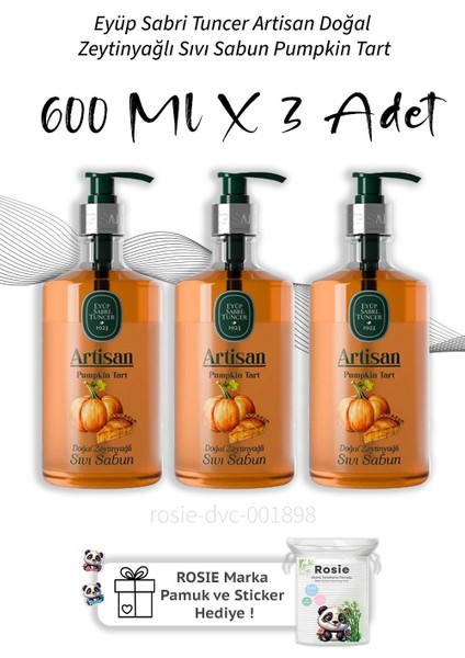 Artisan Doğal Zeytinyağlı Sıvı Sabun Pumpkin Tart 600 ml X3 fiyatları
