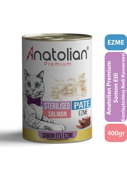 Adult Sterilised Salmon Pate Kısır Kedi Ezme Kedi Konservesi 400 gr x 6 Adet