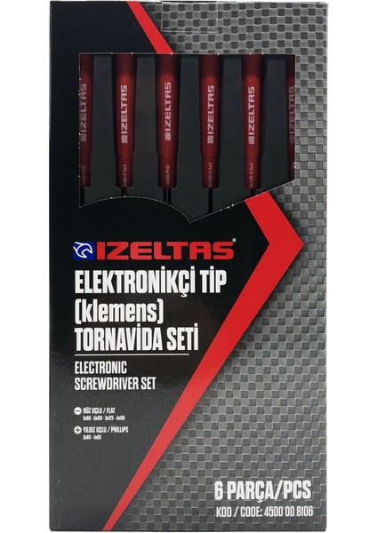 Izeltaş 4500008106 Elektronikçi Tip Klemens Tornavida Seti 6 Parça