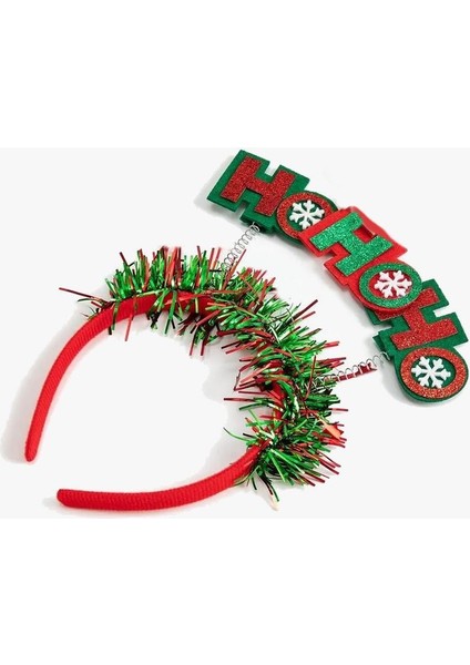 Yılbaşı Temalı Aplikeli Sim Detaylı Hohoho Yazılı Karışık Renk Yılbaşı Taç