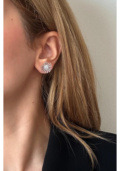 Gümüş Kaplama Minimalist Flower Çivi Küpe modelleri