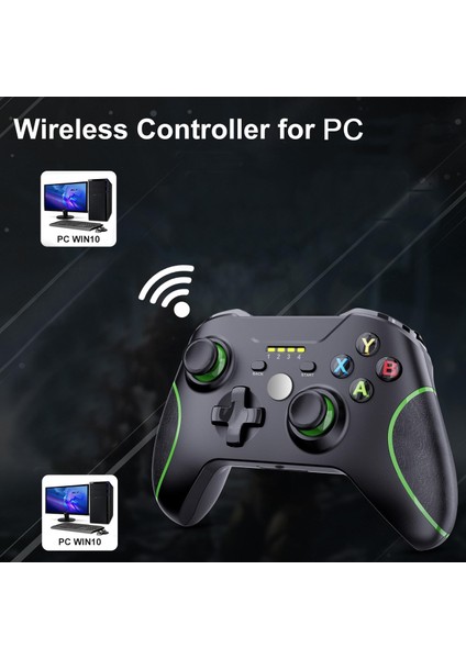 PC360 Kablosuz Oyun Kolu Pc Uyumlu 450MAH Şarjlı Joystick Wireless Gamepad USB Dongle, Özel Kaymaz Tasarım PC360 Siyah