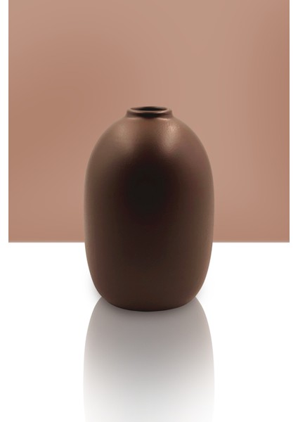 Seramik Vazo - Mid Top Dekorasyon - 17 cm x 12 cm - Kahverengi