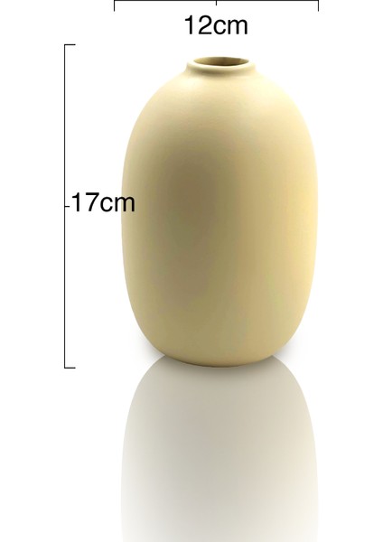 Seramik Vazo - Mid Top Dekorasyon - 17 cm x 12 cm - Bej modelleri