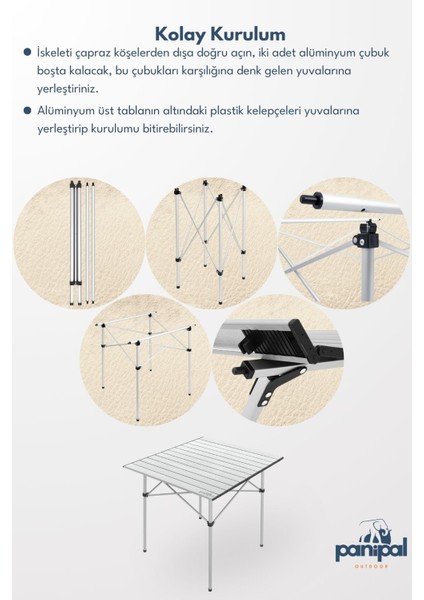 Alüminyum, Katlanabilir Kamp ve Piknik Masası, Omuz Askılı Taşıma Çantasıyla Xl