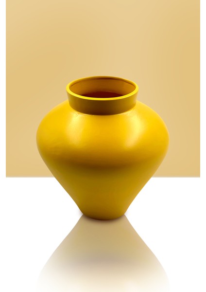 Seramik Vazo - Büyük Küp Dekorasyon - 27 cm x 27 cm - Gold