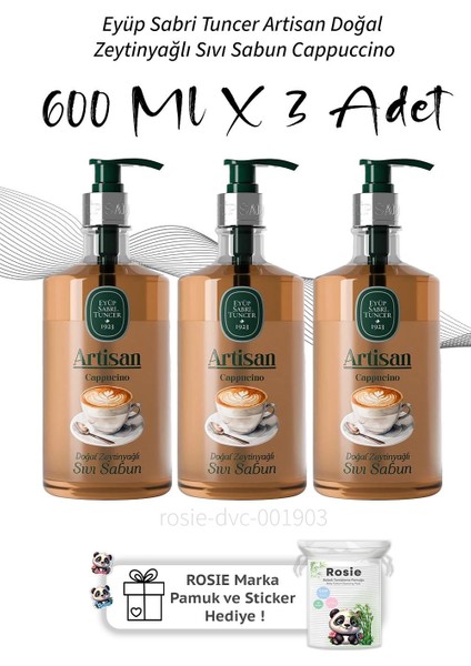 Artisan Doğal Zeytinyağlı Sıvı Sabun Cappuccino 600 ml X3