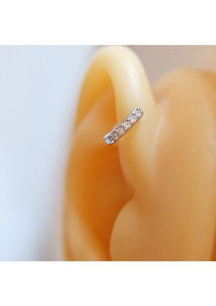 6 mm Silver Renk Taşlı Halka Piercing Tragus Forward Helix Kıkırdak