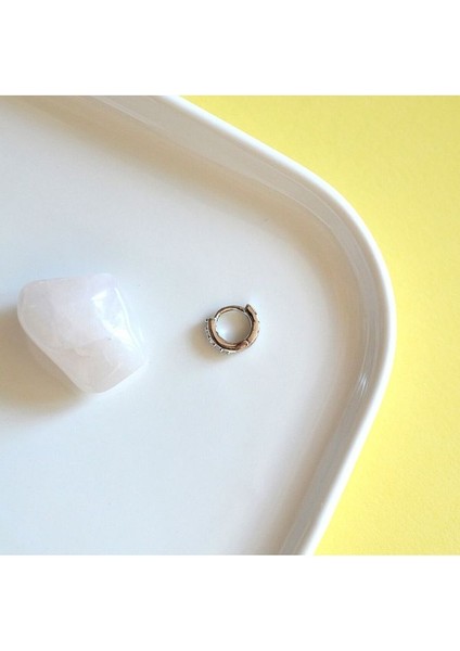 6 mm Silver Renk Taşlı Halka Piercing Tragus Forward Helix Kıkırdak