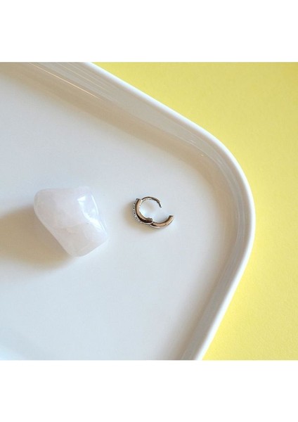 6 mm Silver Renk Taşlı Halka Piercing Tragus Forward Helix Kıkırdak