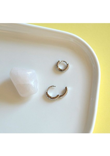 Iki Parça Silver Renk Taşlı Halka Piercing Tragus Helix Forward Helix Kıkırdak (6 mm ve 8 Mm)