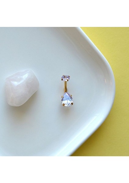 316 L Çelik Lila Mor Zirkon Damla Taşlı Göbek Piercingi fiyatları