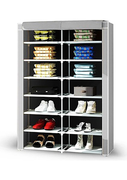 4 Bölmeli Çelik Metal Ayakkabılık Bez Dolap