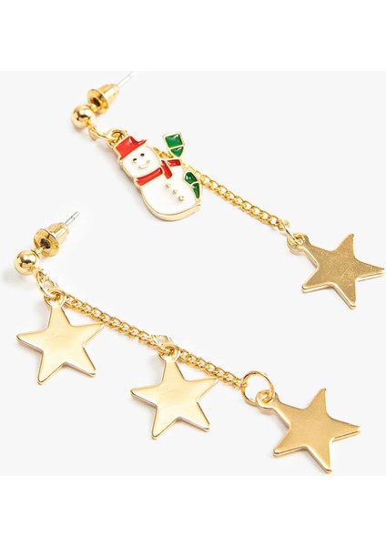 Yılbaşı Kardanadam ve Yıldız Detaylı Sallantılı Küpe fırsatları