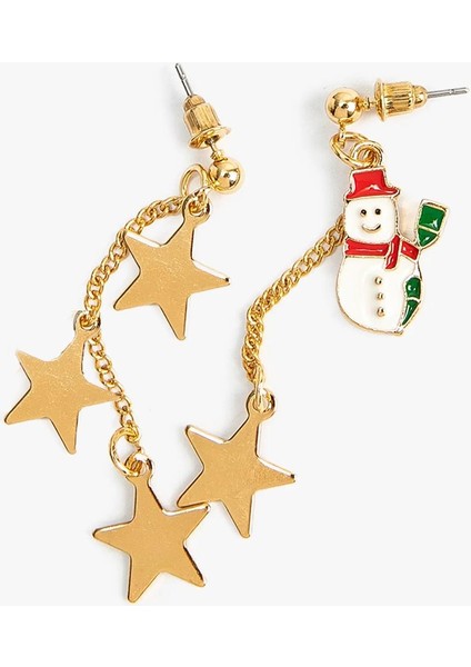 Yılbaşı Kardanadam ve Yıldız Detaylı Sallantılı Küpe indirimleri