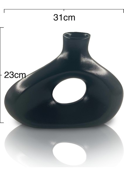 Aura Seramik Vazo - Dekoratif Ev Aksesuarı - Siyah - 23 cm * 31 cm fiyatları