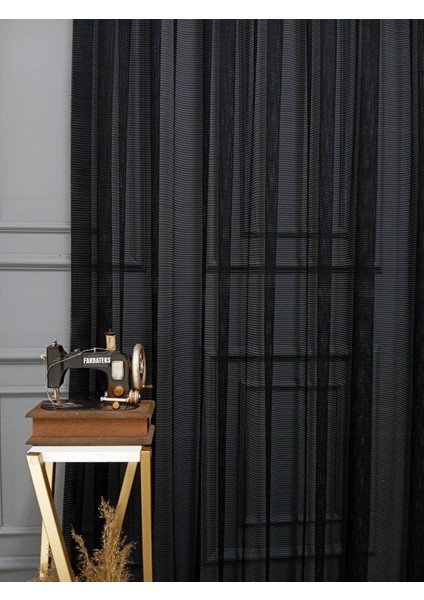 Siyah Renk Fileli Tül Perde 1/2pileli Mutfak Ofis Büro Tül Perde modelleri