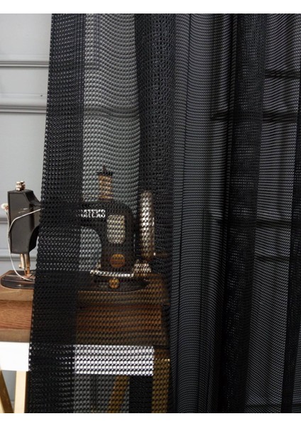 Siyah Renk Fileli Tül Perde 1/2pileli Mutfak Ofis Büro Tül Perde fırsatları