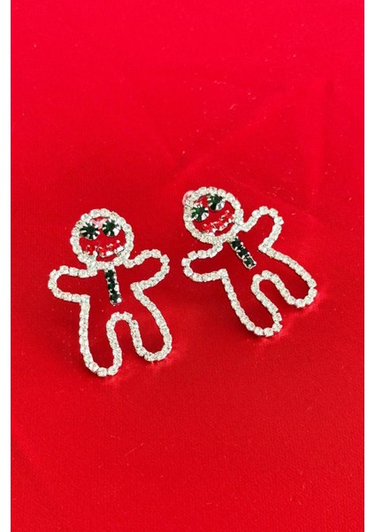 Yılbaşı Kurabiye Adam Taşlı Küpe