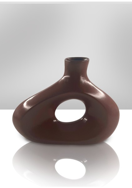 Aura Seramik Vazo - Dekoratif Ev Aksesuarı - Kahve - 23 cm * 31 cm modelleri