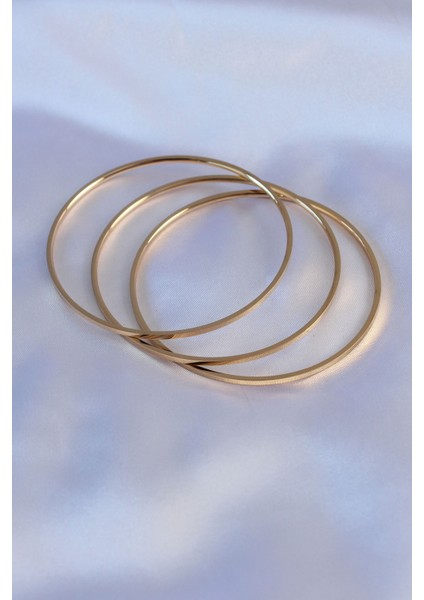 316L Çelik Gold Renk Ajda Model Kadın 65 mm Bilezik - TJ-BB5361