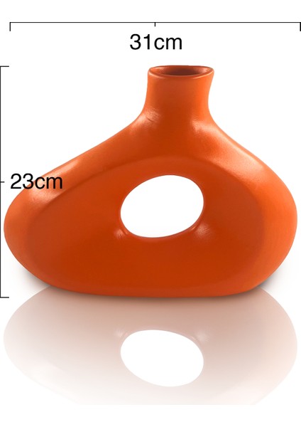 Aura Seramik Vazo - Dekoratif Ev Aksesuarı - Turuncu - 23 cm * 31 cm fiyatları