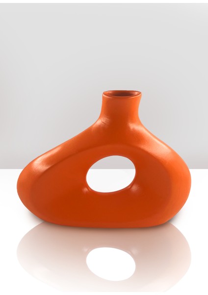 Aura Seramik Vazo - Dekoratif Ev Aksesuarı - Turuncu - 23 cm * 31 cm modelleri