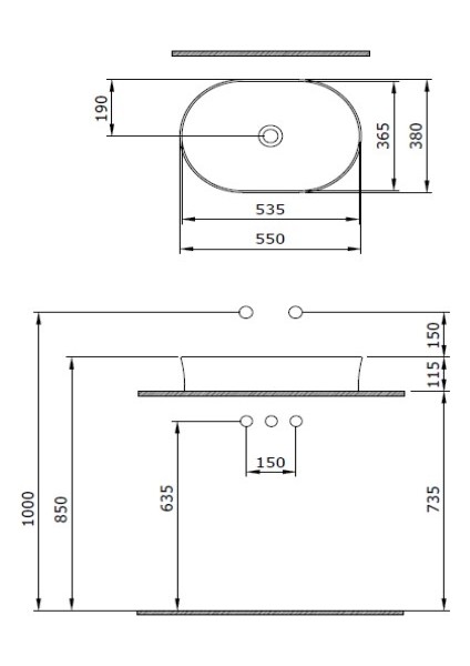 Bocchi Slim Line Oval Lavabo 55 x 38 cm Mat Antrasit fiyatları