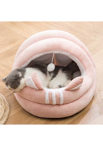 Stil A-Pembe Stili 35CM Kedi Yuvası Yarı Kapalı Kedi Kulübesi Yatağı (Yurt Dışından)