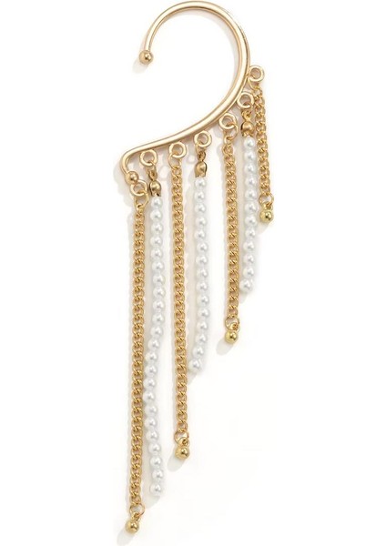Inci ve Zincir Detaylı Kulak Deliği Gerektirmeyen Ear Cuff - Sallantılı Kıkırdak Küpesi fiyatları