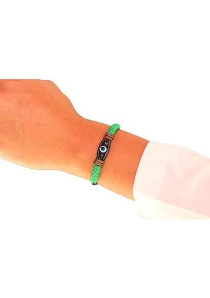 Nazar Boncuklu Ip Sargılı Ayarlanabilir Deri Bileklik modelleri