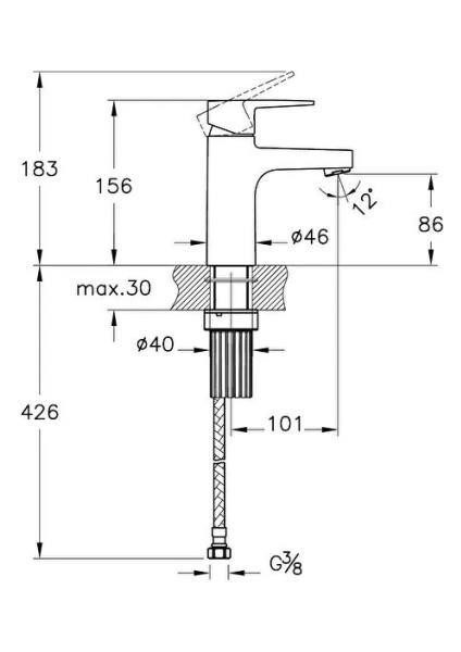 Flow Square Krom Lavabo Bataryası A43044