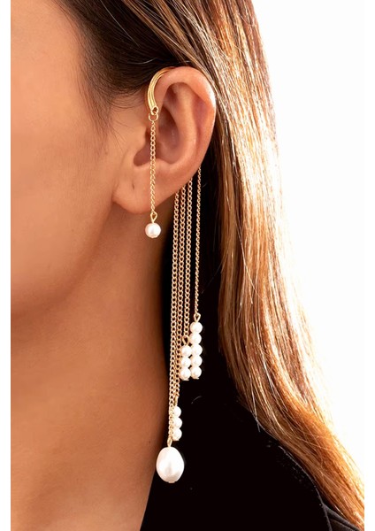Inci Şöleni Kulak Deliği Gerektirmeyen Ear Cuff - Sallantılı Kıkırdak Küpesi