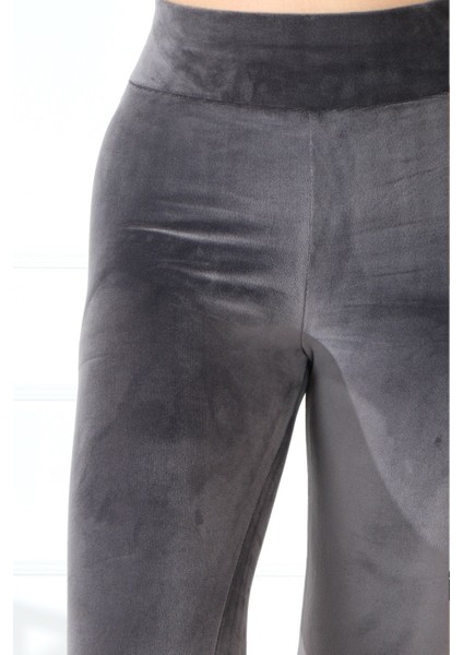 Kadife Yüksek Bel Toparlayıcı Gri Kadın Tayt ( Hafif, Rahat, Şık, Esnek, Lux, High Waist Velvet Legging)